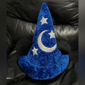 Disney Parks Adult Size Mickey Mouse Fantasia Wizard Blue Plush Hat with Ears